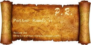 Petter Ramón névjegykártya